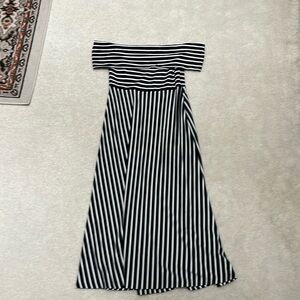 Black and white Stripped off the shoulder dress